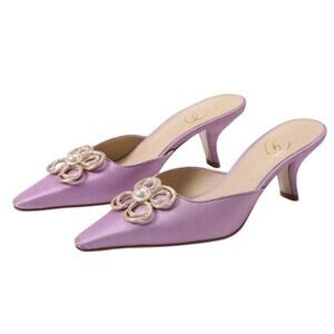 Sam Edelman Womens Brit Luster Mules US 9 M EU 40 Lilac Satin Kitten Heel NIB